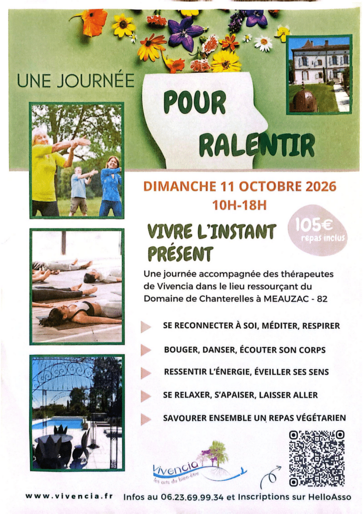 Journée Vivencia à Meauzac le 11/10/2026 : yoga, méditation et bien-être pour ralentir. Repas inclus.